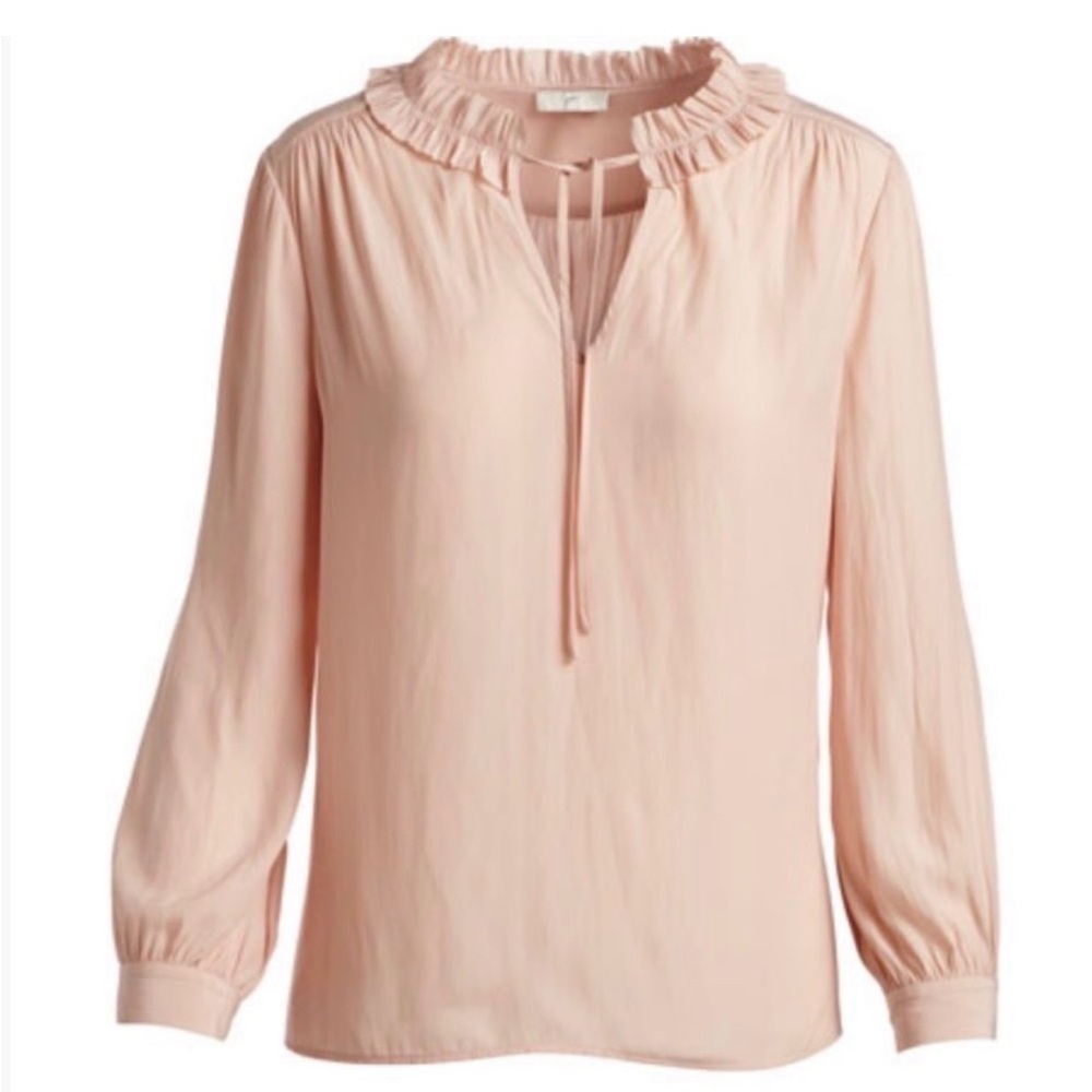 Joie Evangeline Primrose Small Tie & Ruffle Neck Long Sleeve Blouse